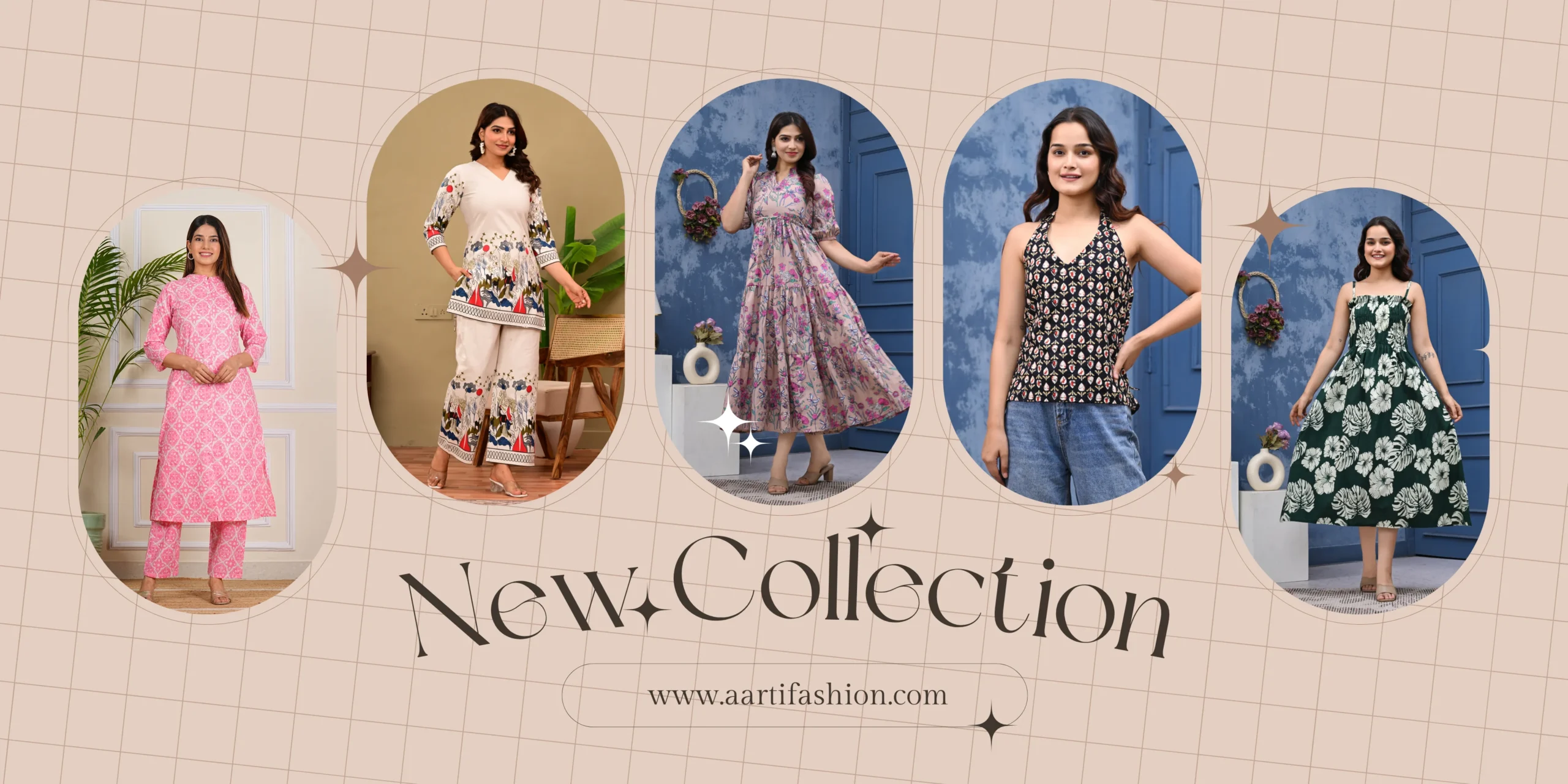 Beige Cream Aesthetic New Fashion Collection Banner