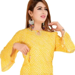 Women Printed Viscose Rayon Straight Kurta (Yellow) | Slim Fit, Round Neck, Casual Wear | Perfect for Ethnic & Maternity Wardrobe, Easy Nursing Access, Comfortable Fit for Office & Casual Occasions