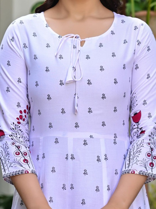 Lavender Floral Printed Fit & Flare Midi Dress for Women - Image 4